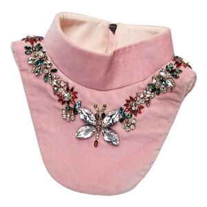 Mary Katrantzou Swarovski embellished pink velvet bib. One size